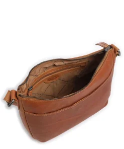 Cow Wax Pull Up Henderson Umhängetasche fein genarbtes Leder cognac