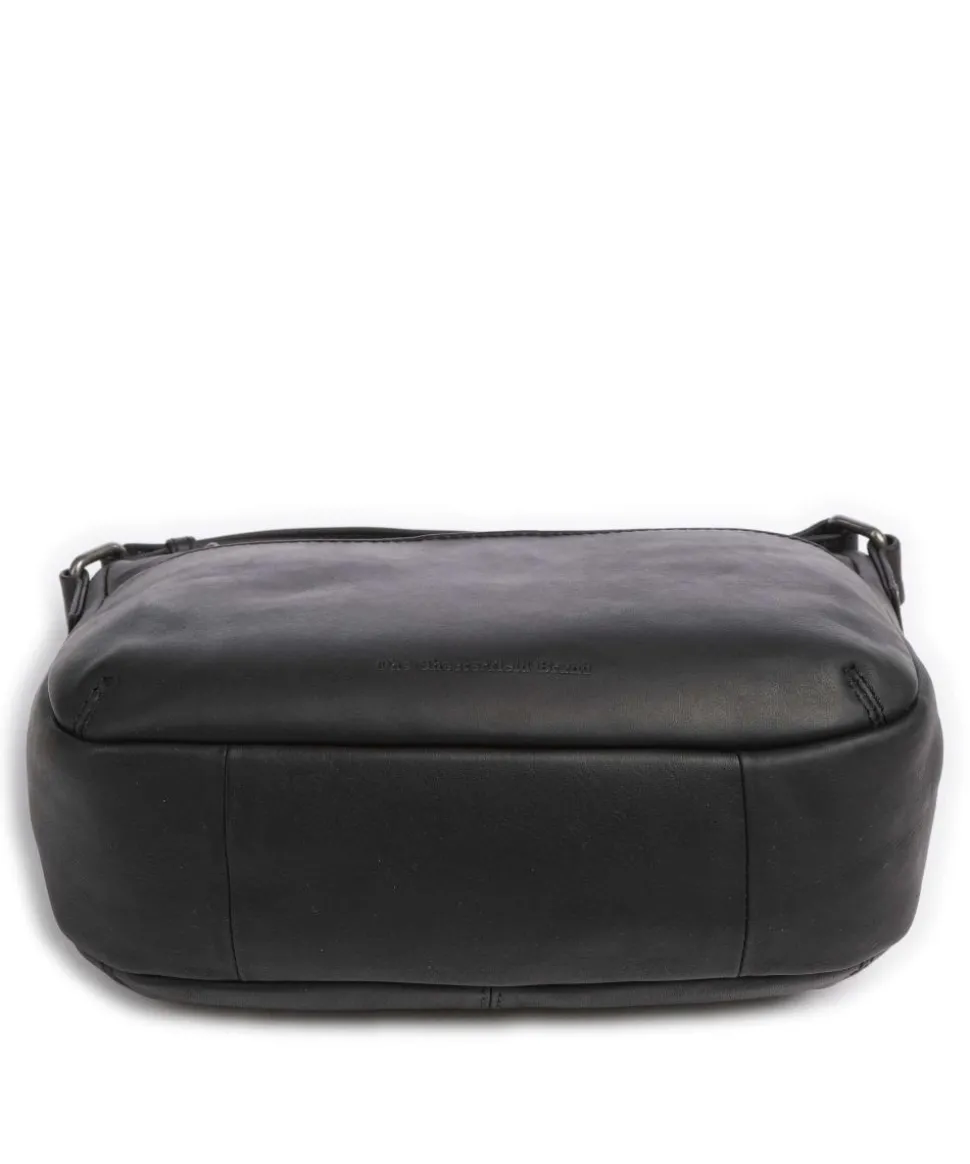 Cow Wax Pull Up Henderson Umhängetasche fein genarbtes Leder schwarz