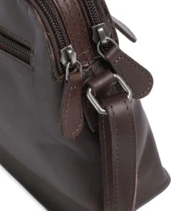 Cow Wax Pull Up Nebraska Umhängetasche Rindsleder dunkelbraun