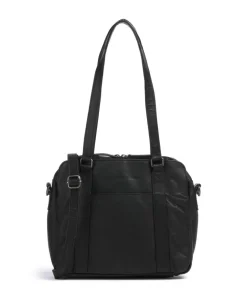 Cow Wax Pull Up Porlezza Schultertasche 10″ Pull-Up Rindsleder schwarz