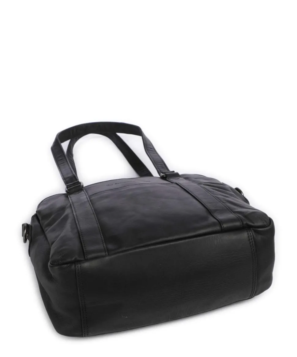 Cow Wax Pull Up Porlezza Schultertasche 10″ Pull-Up Rindsleder schwarz