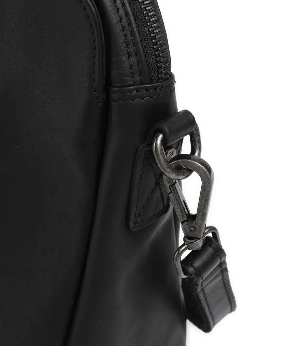 Cow Wax Pull Up Pretoria Schultertasche 13″ Rindsleder schwarz