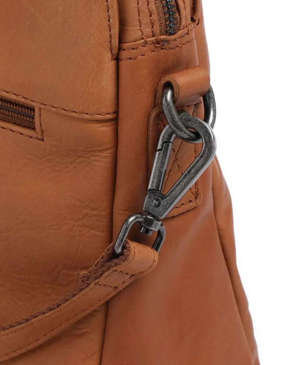 Cow Wax Pull Up Pretoria Schultertasche 13″ Rindsleder cognac