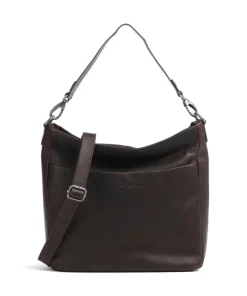 Cow Wax Pull Up Regina Beuteltasche fein genarbtes Leder dunkelbraun