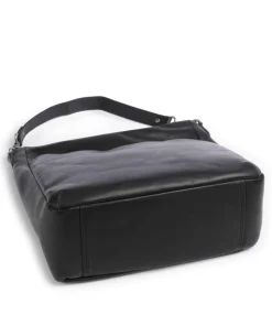 Cow Wax Pull Up Regina Beuteltasche fein genarbtes Leder schwarz