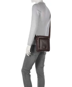 Crazy Horse Collector Umhängetasche fein genarbtes Rindsleder dunkelbraun