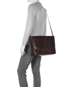 Crazy Horse Times Kuriertasche 13″ fein genarbtes Rindsleder dunkelbraun