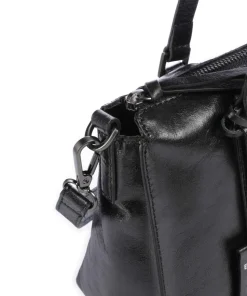 Creased Crystal Handtasche fein genarbtes Leder schwarz