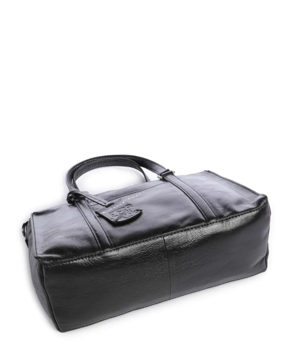 Creased Crystal Handtasche fein genarbtes Leder schwarz