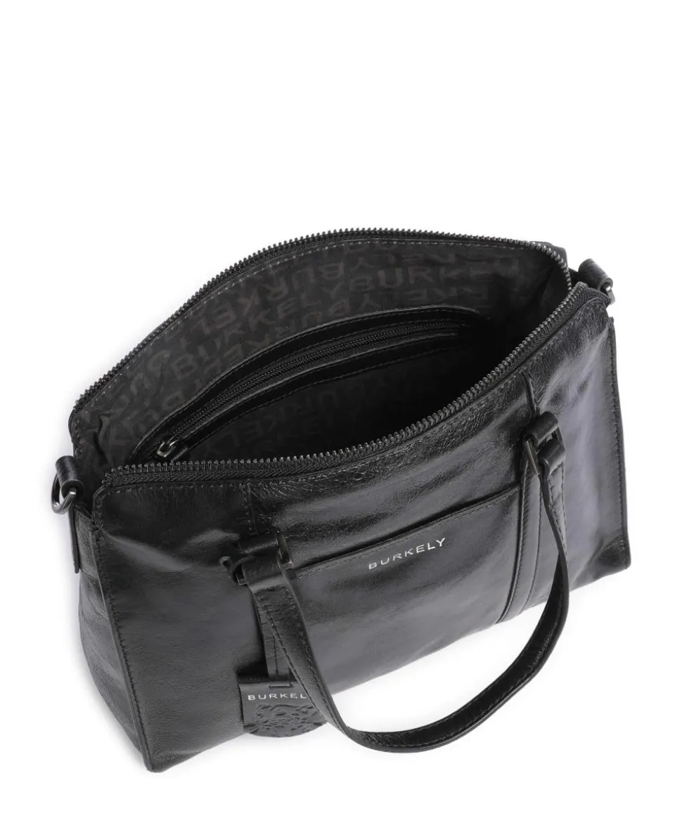 Creased Crystal Handtasche fein genarbtes Leder schwarz