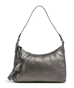 Creased Crystal Schultertasche genarbtes Leder dunkelgrau