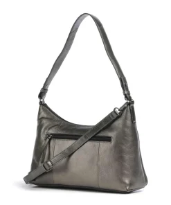 Creased Crystal Schultertasche genarbtes Leder dunkelgrau