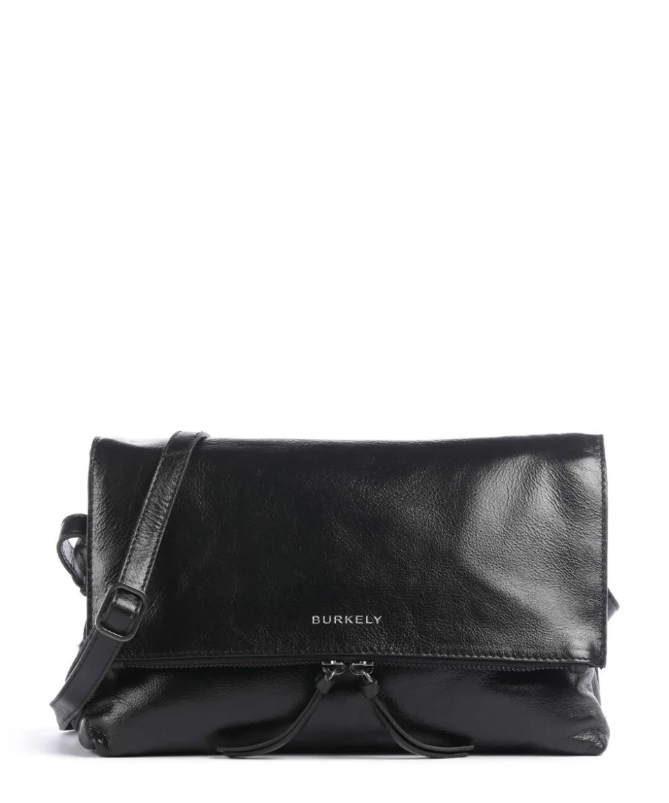 Creased Crystal Umhängetasche fein genarbtes Leder schwarz