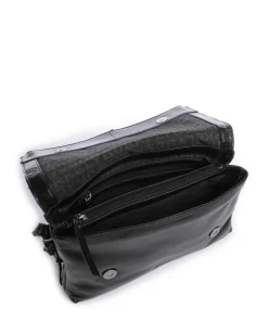 Creased Crystal Umhängetasche fein genarbtes Leder schwarz