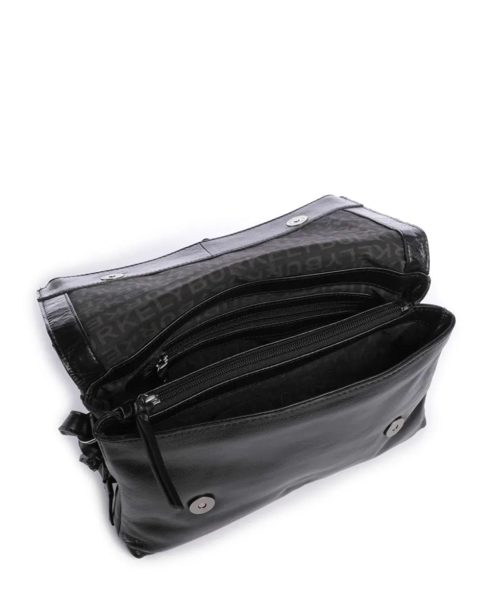 Creased Crystal Umhängetasche fein genarbtes Leder schwarz