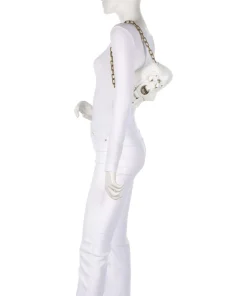 Crossed Laces Schultertasche Lederimitat weiß