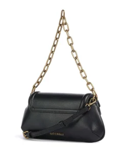 Crossed Laces Schultertasche Lederimitat schwarz