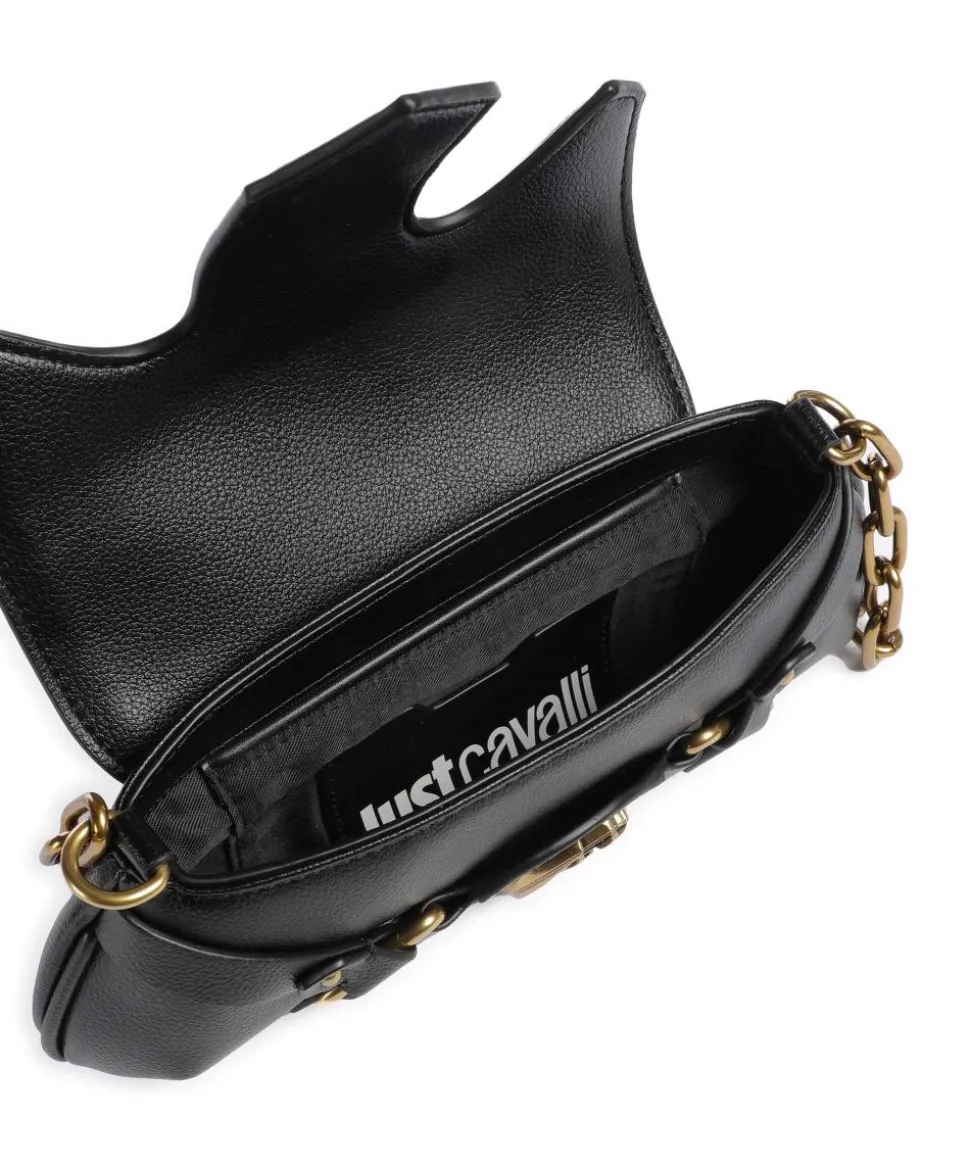 Crossed Laces Schultertasche Lederimitat schwarz