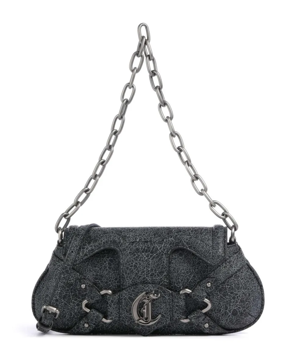 Crossed Laces Schultertasche Lederimitat schwarz