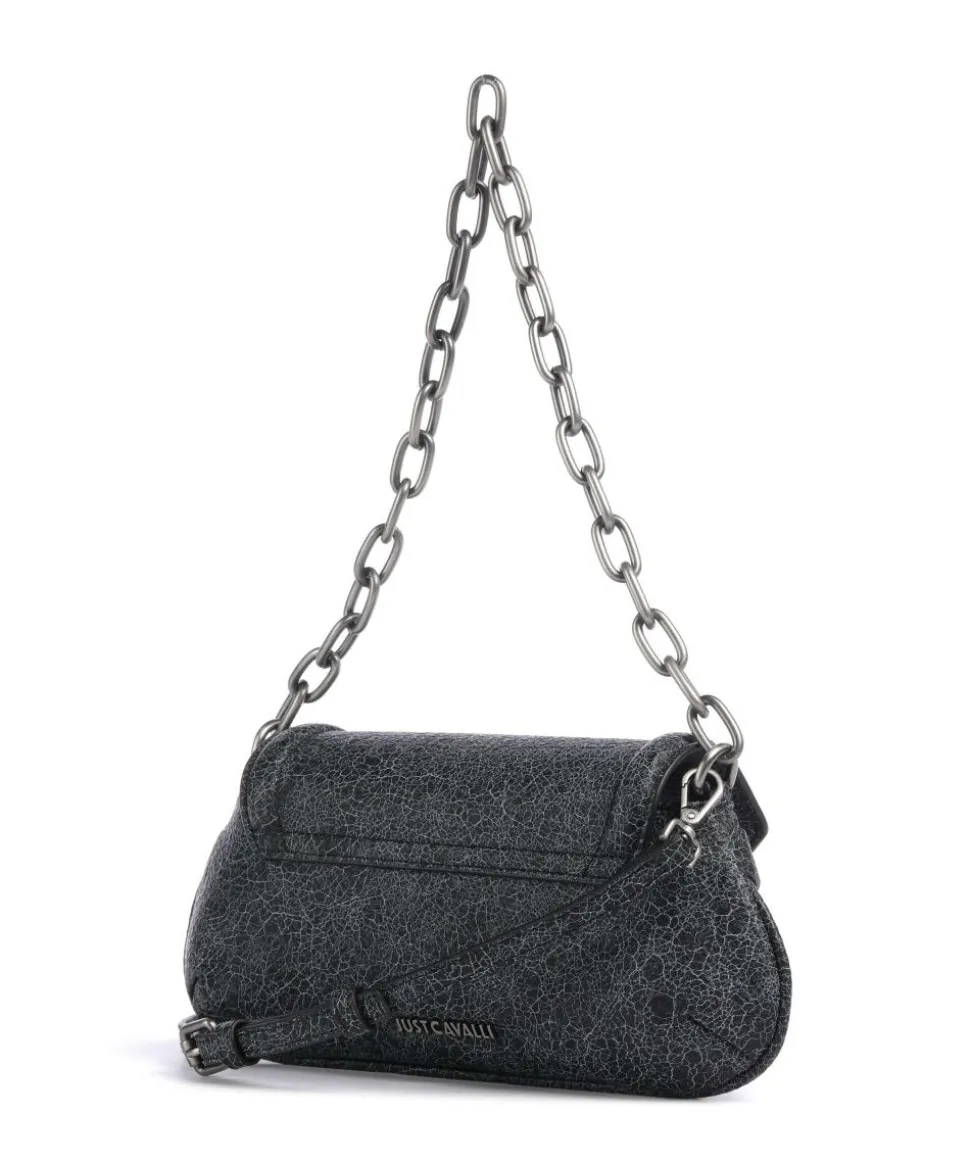 Crossed Laces Schultertasche Lederimitat schwarz