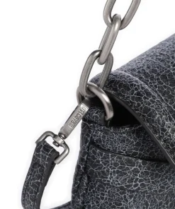 Crossed Laces Schultertasche Lederimitat schwarz