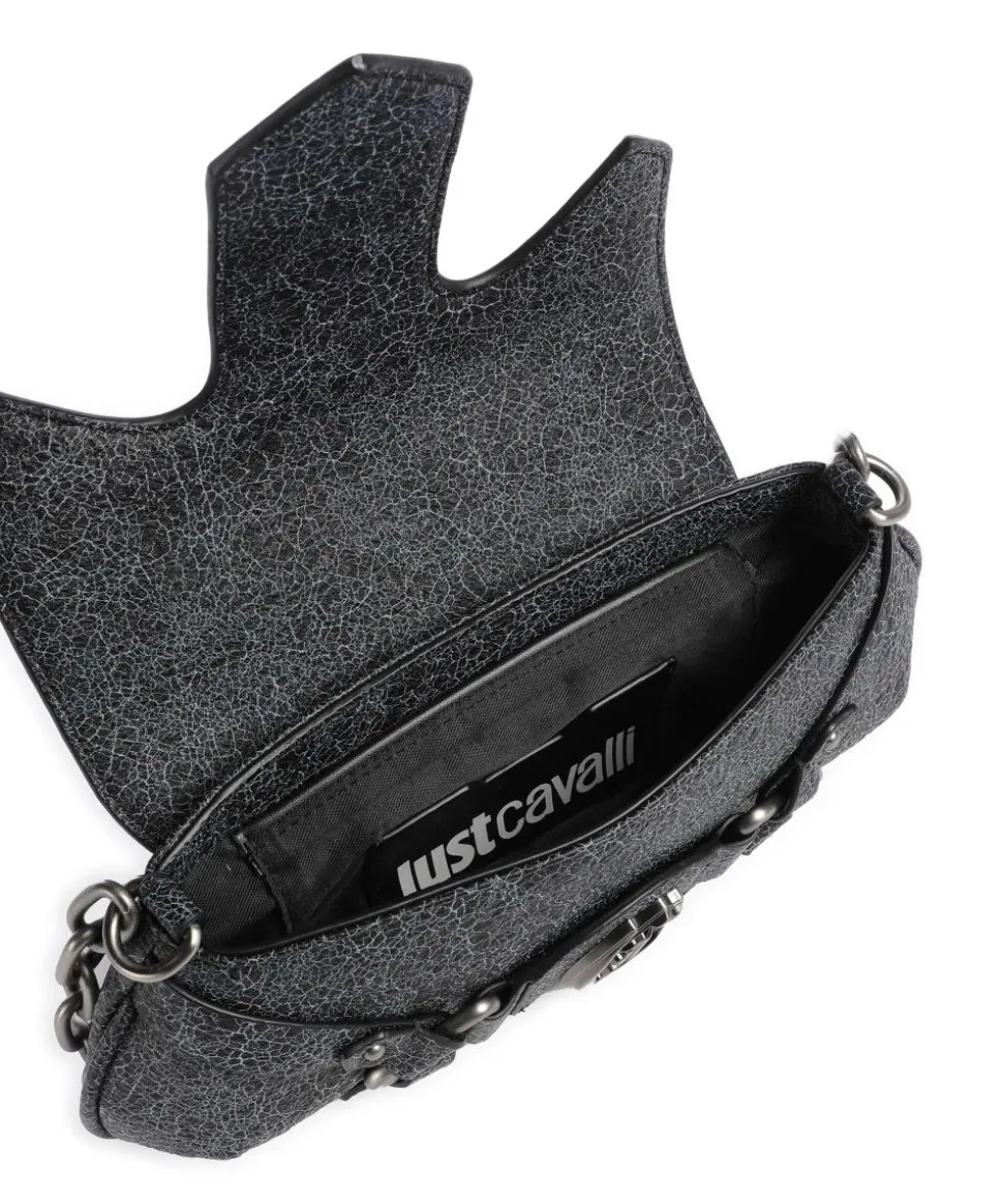 Crossed Laces Schultertasche Lederimitat schwarz