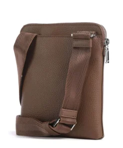 Crosstown Umhängetasche genarbtes Rindsleder dunkelbraun