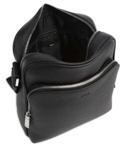 Crosstown Umhängetasche genarbtes Rindsleder schwarz