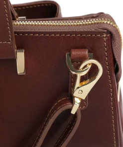 Crown Handtasche fein genarbtes Rindsleder braun