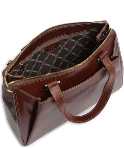 Crown Handtasche fein genarbtes Rindsleder braun