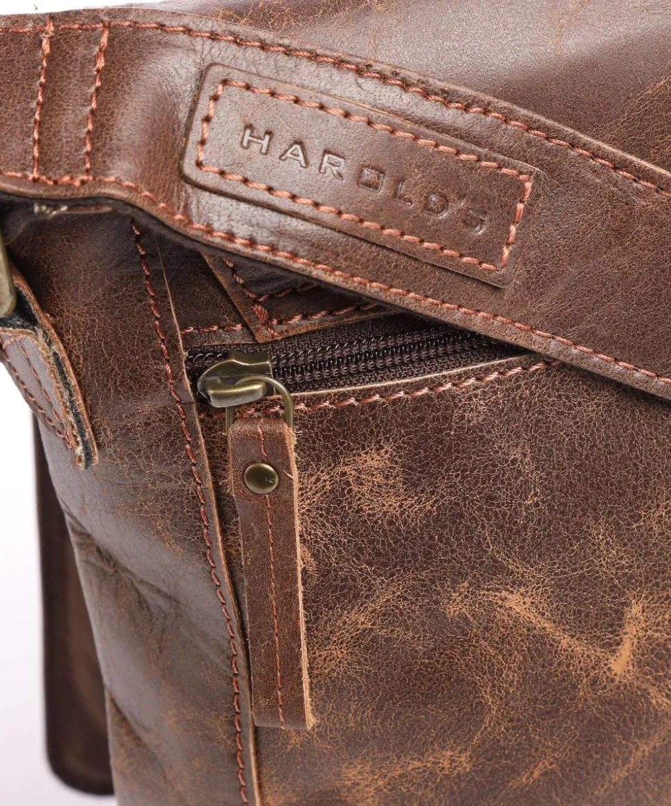 Crunchy L Umhängetasche Büffelleder braun