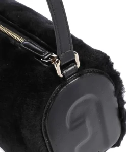 Dalia L Umhängetasche Textil, genarbtes Leder schwarz