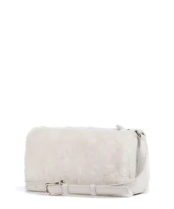 Dalia L Umhängetasche Textil, genarbtes Leder weiß