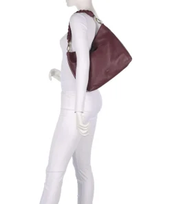 Dalia Soley Beuteltasche genarbtes Leder bordeaux