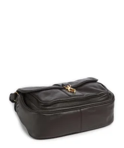 Dalia Star Saddle Beuteltasche genarbtes Leder dunkelbraun