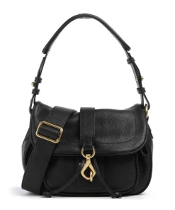 Dalia Star Saddle Schultertasche genarbtes Leder schwarz