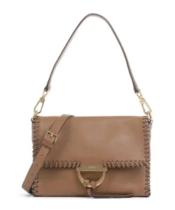 Dalia Temi Stitch Schultertasche genarbtes Leder cognac