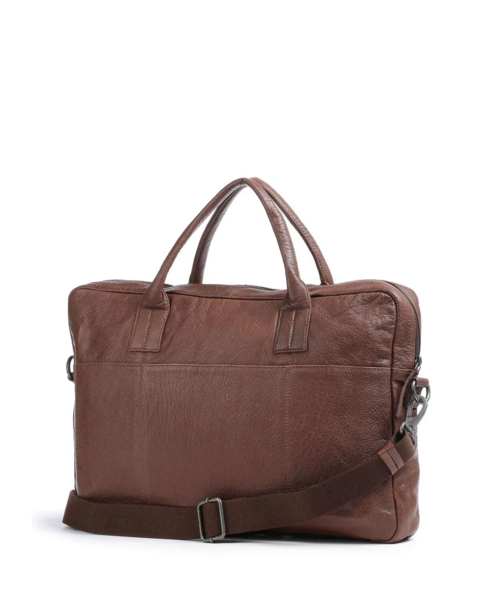 Damon Damon Aktentasche 14″ genarbtes Leder braun