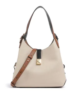 Deco Beuteltasche genarbtes Rindsleder beige/braun