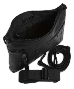 Deep Dark Schultertasche Lederimitat schwarz