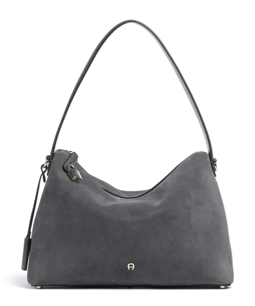 Delia M Beuteltasche aufgerautes Leder dunkelgrau