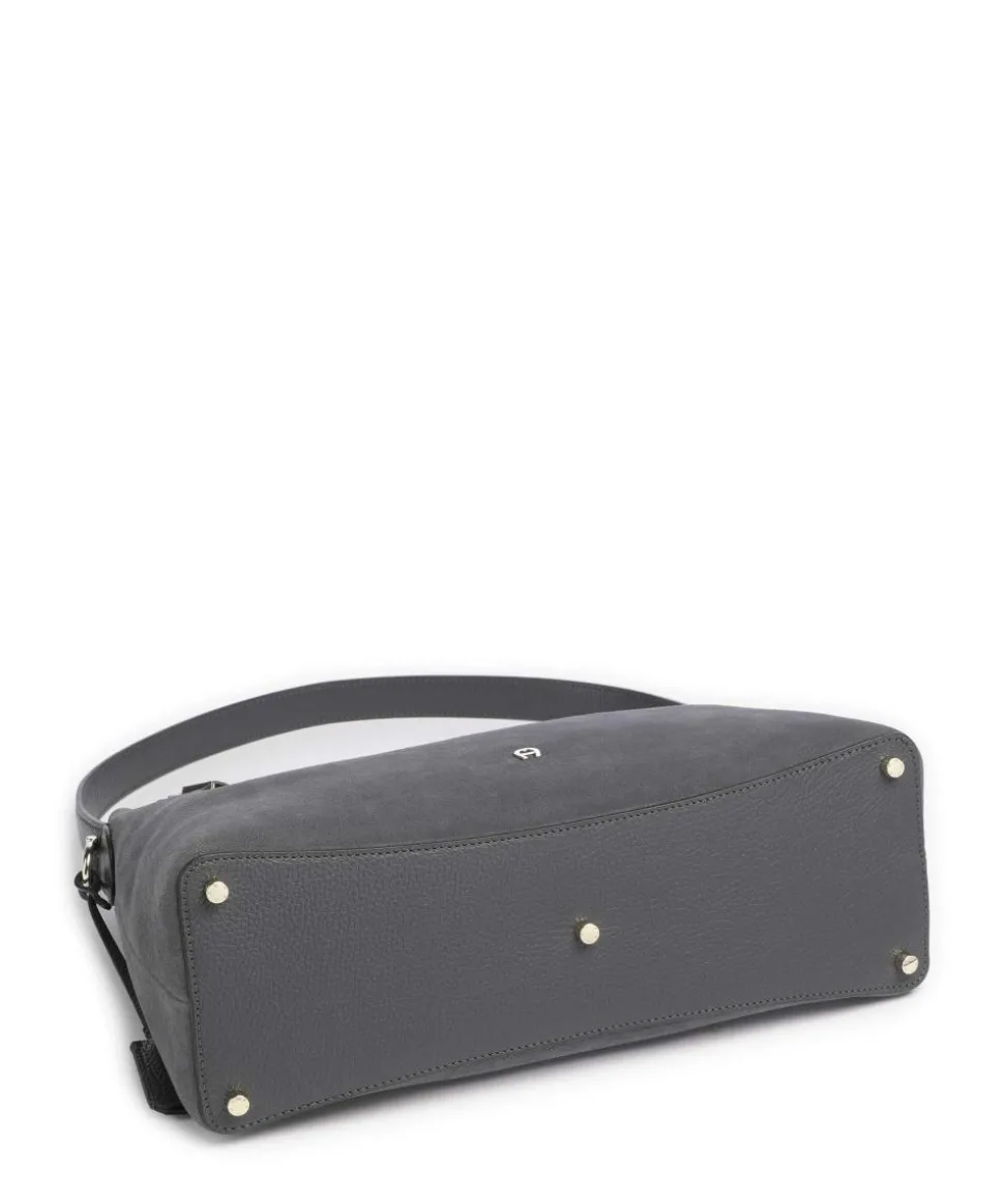 Delia M Beuteltasche aufgerautes Leder dunkelgrau