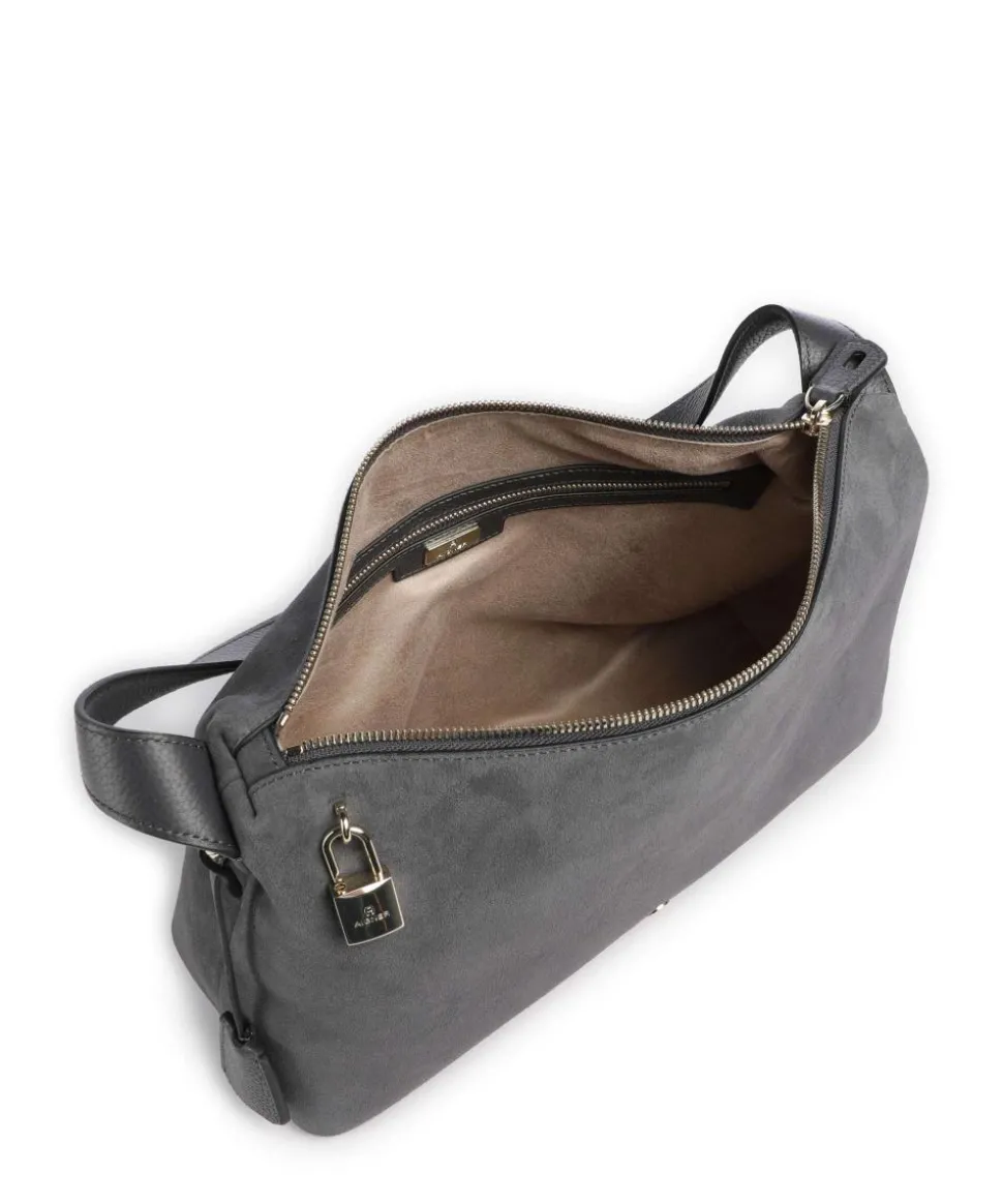 Delia M Beuteltasche aufgerautes Leder dunkelgrau