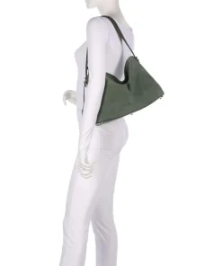 Delia M Beuteltasche aufgerautes Leder dunkelgrün