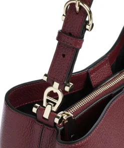 Delia M Beuteltasche genarbtes Rindsleder wein