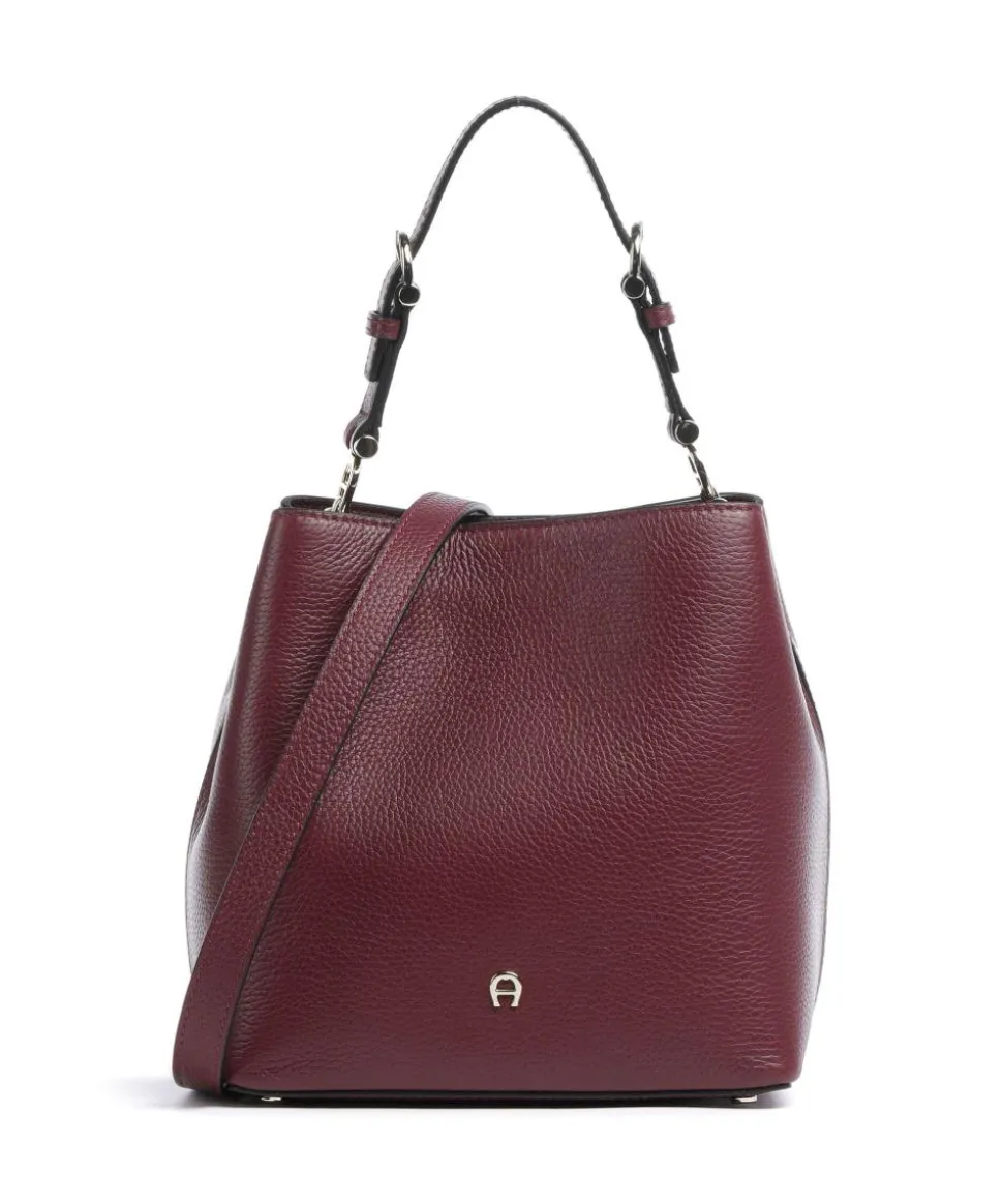 Delia S Bucket bag genarbtes Rindsleder wein