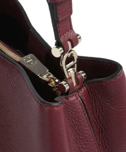 Delia S Bucket bag genarbtes Rindsleder wein