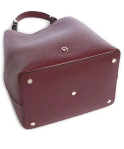 Delia S Bucket bag genarbtes Rindsleder wein