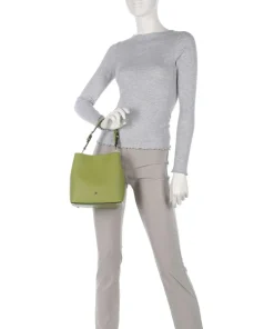 Delia S Bucket bag genarbtes Rindsleder grün