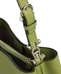 Delia S Bucket bag genarbtes Rindsleder grün